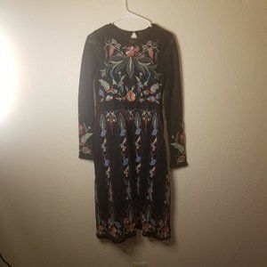 BBWM Women’s Dress Embroidered Long Sleeve  Size Medium Boho